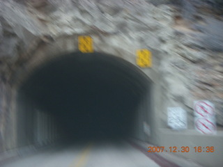 418 6cw. Zion National Park - driving on the road - tunnel