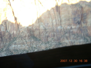 Zion National Park - driving on the road - view from tunnel