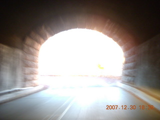 421 6cw. Zion National Park - driving on the road - coming out of tunnel