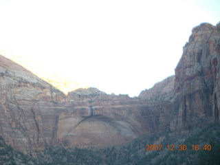 Zion National Park - driving on the road - big not-quite arch