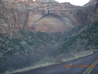 Zion National Park - driving on the road - big not-quite arch