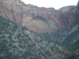 428 6cw. Zion National Park - driving on the road - big not-quite arch