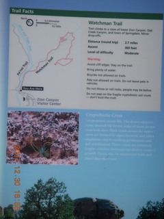 Zion National Park - Watchman Trail hike sign