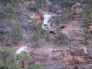 443 6cw. Zion National Park - Watchman Trail hike at sunset - icy waterfall