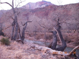 Zion National Park - Watchman Trail hike at sunset - icy waterfall