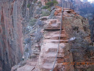Zion National Park - sunrise Angels Landing hike - chains - chains - narrow part