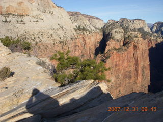 779 6cx. Zion National Park - sunrise Angels Landing hike - Adam shadow