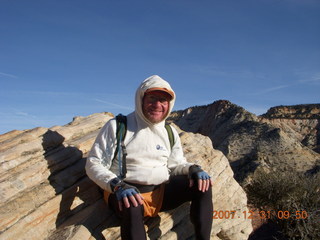 780 6cx. Zion National Park - sunrise Angels Landing hike - Adam at the top