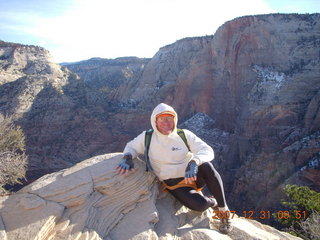 781 6cx. Zion National Park - sunrise Angels Landing hike - Adam - Adam at the top