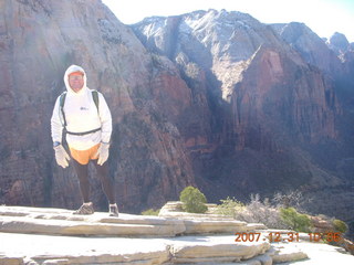 782 6cx. Zion National Park - sunrise Angels Landing hike - Adam at the top