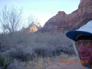 796 6d1. Zion National Park - sunrise Watchman hike - Adam