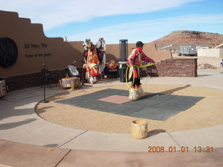 46 6d1. Grand Canyon West - native dancers in Skywalk area