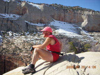 804 6eu. Zion National Park - Angels Landing hike - Adam at the top