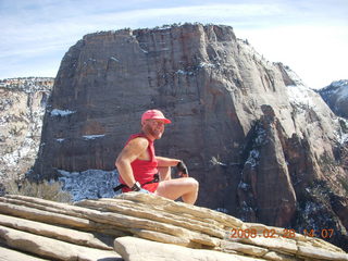 806 6eu. Zion National Park - Angels Landing hike - Adam at the top