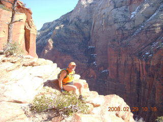819 6ev. Zion National Park - Angels Landing hike - Adam at Scout Lookout
