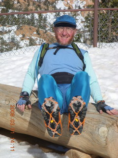 289 6f1. Bryce Canyon - Adam and bottoms of Yaktrax