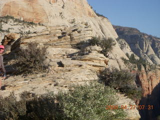 829 6gt. Zion National Park - Angels Landing hike - at the top - Adam (where's Waldo?)