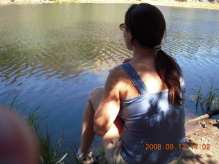 Marcelle at lake - hiking at Pine Valley, Utah