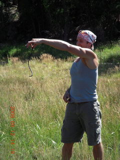 Dustin crossing rivier - hiking at Pine Valley, Utah
