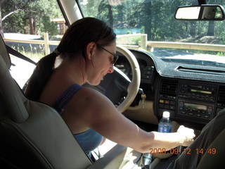Marcelle driving Land Rover at Pine Valley, Utah