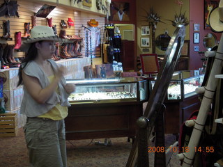 Jane trying on cowboy hat