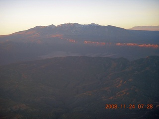 aerial - Arches area at sunrise - LaSalle Mountains