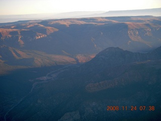 aerial - Colorado canyon at sunrise