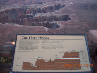 Canyonlands Grandview at sunset + sign