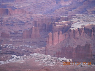 Canyonlands Grandview at sunset + photographer below