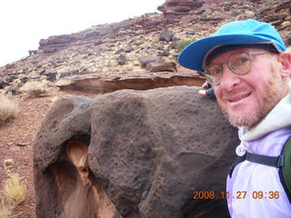 917 6pt. Canyonlands National Park - Lathrop trail hike - Adam and interesting rock