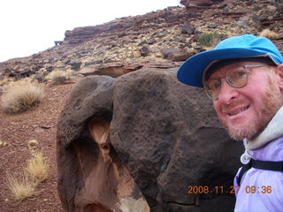918 6pt. Canyonlands National Park - Lathrop trail hike - Adam and interesting rock