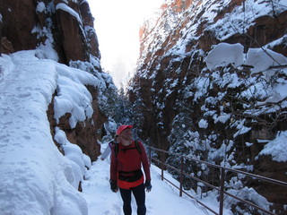 933 6qg. beth's Saturday zion-trip pictures - Zion National Park - Angels Landing hike - Debbie behind Adam