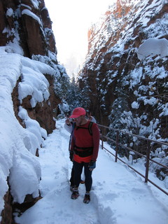 934 6qg. beth's Saturday zion-trip pictures - Zion National Park - Angels Landing hike - Debbie behind Adam