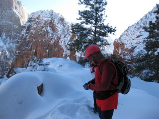 938 6qg. beth's Saturday zion-trip pictures - Zion National Park - Angels Landing hike - Debbie behind Adam
