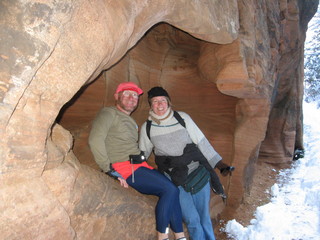 Zion National Park - slickrock hill - Adam going up