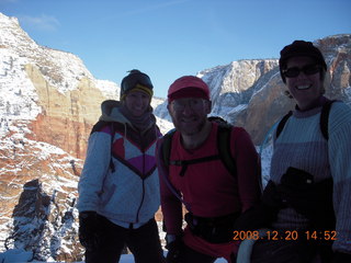 963 6ql. Zion National Park - Angels Landing hike - Debbie, Adam, and Beth in silhouette