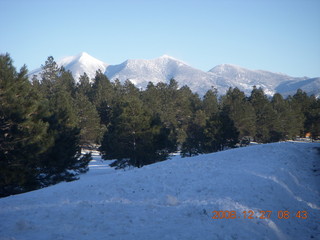 cold snowy road near Flagstaff Airport (FLG)
