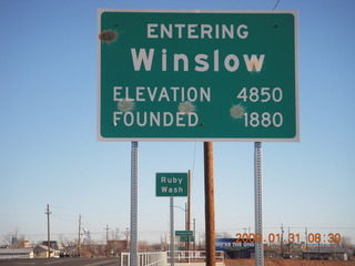 'Entering Winslow' sign