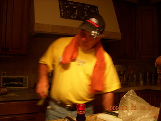Michael cooking dinner