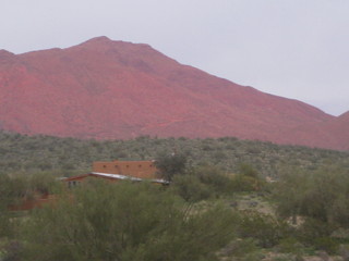 beth's pictures - Cave Creek mine hike - sunset red glow on the mountains