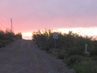 Cave Creek mine hike - sunset red glow on mountains