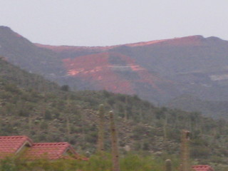 beth's pictures - Cave Creek mine hike - sunset red glow on the mountains