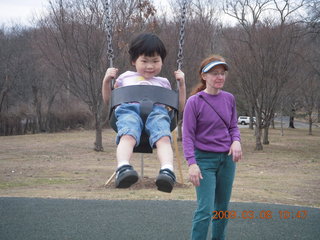 425 6t8. Cecelia and Betsy at the swings