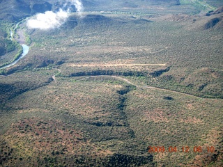 aerial - Red Creek airstrip area with clouds