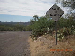 Superior Airport (E81) run - 'Watch for Graders' sign