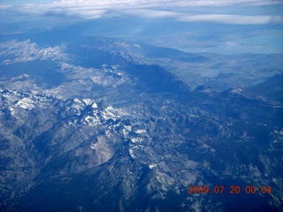 China eclipse - aerial - Sierra Nevada mountains