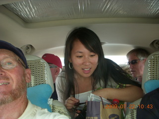 China eclipse - driving down from Anji - Adam and Mango and people in car