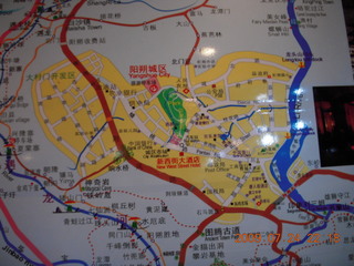 538 6xq. China eclipse - Yangshuo map in hotel