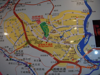 540 6xq. China eclipse - Yangshuo map in hotel