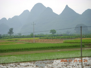 113 6xr. China eclipse - Yangshuo bicycle ride - walk to farm village